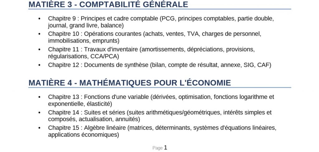 Programme L1 Eco gestion