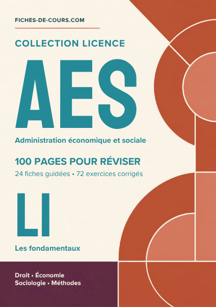 Fiches de révision licence AES L1 : 100 pages, 24 fiches et 72 exercices corrigés