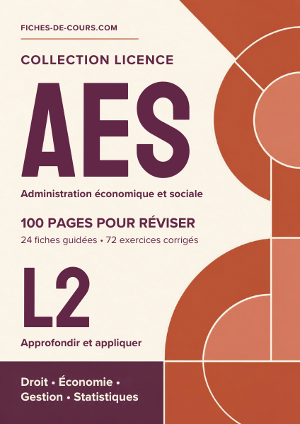 Couverture des fiches de révision AES L2 : 100 pages et 72 exercices corrigés
