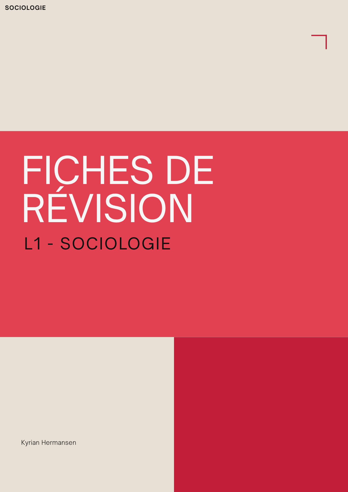 Couverture des fiches de révision L1 Sociologie : 40 fiches et exercices corrigés