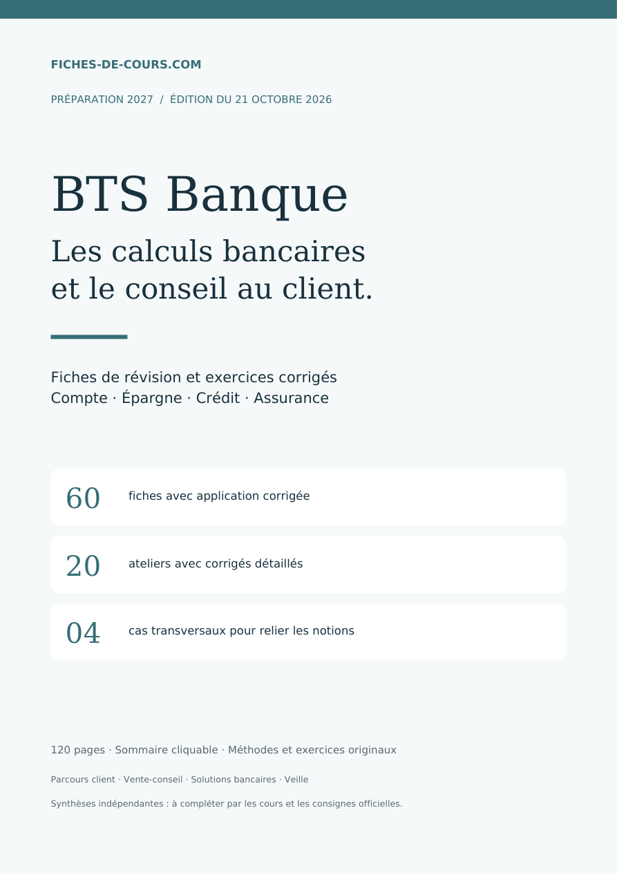 Couverture du pack BTS Banque 2027, fiches de révision et corrigés