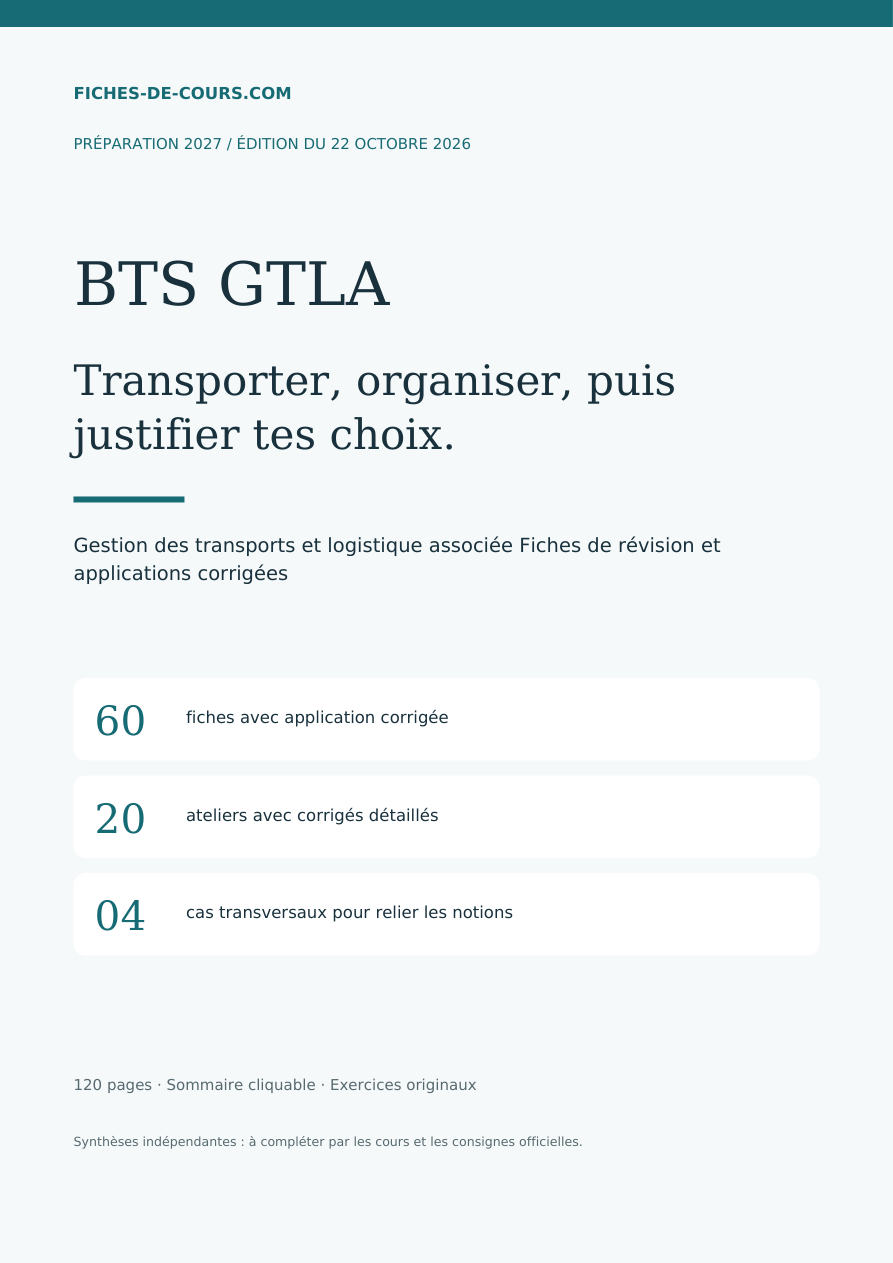 Couverture du pack BTS GTLA 2027 : fiches de révision et corrigés