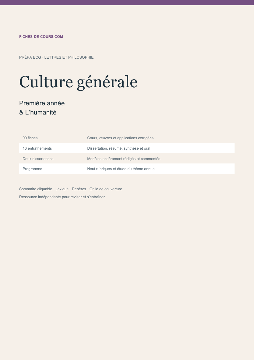 Couverture du dossier de culture générale ECG : première année et L’humanité
