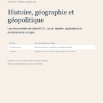 Couverture du dossier Histoire, géographie et géopolitique ECG : 138 pages, 86 fiches et 16 entraînements corrigés.