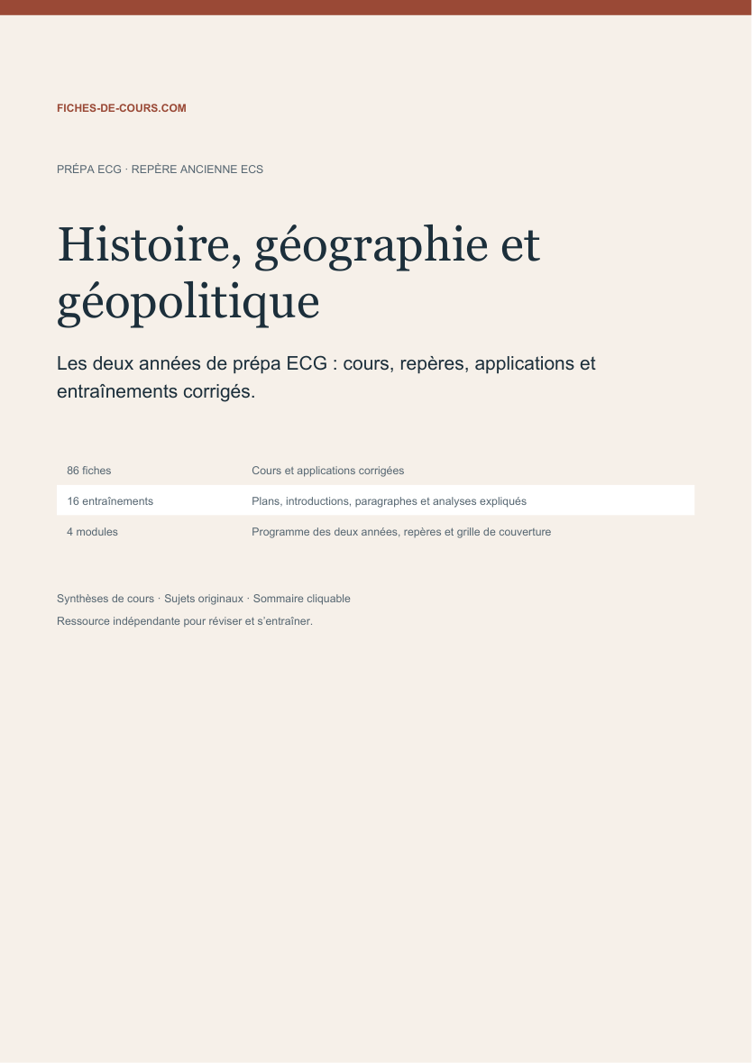 Couverture du dossier HGG ECG : 138 pages de cours et corrigés